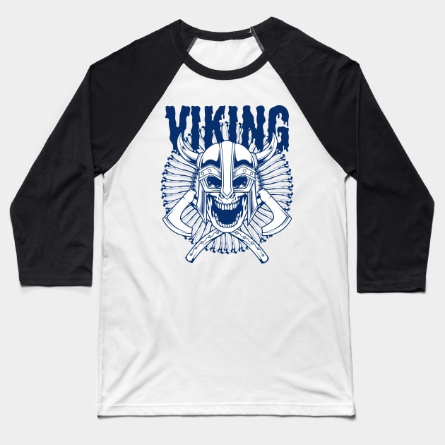 Viking Skull 3.3 Baseball T-Shirt by Harrisaputra